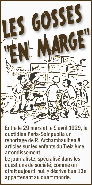 Les Gosses en marge - une série de 8 articles parus dans Paris-Soir en 1929 
